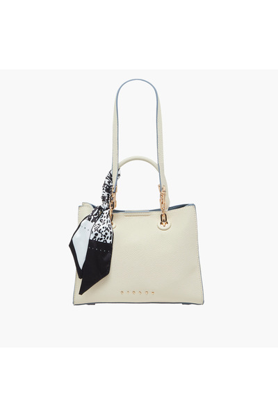 Sisley Textured Tote Bag with Scarf Detail