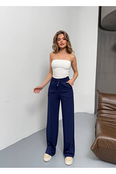 LOQFashion قماش مودال مريح بخصر مطاطي حواف أسطوانية بالازو