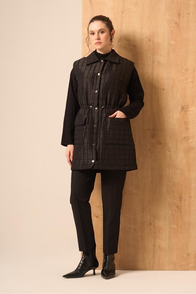 FTZ WOMEN Women's Shiny Quilted Vest Black 31256