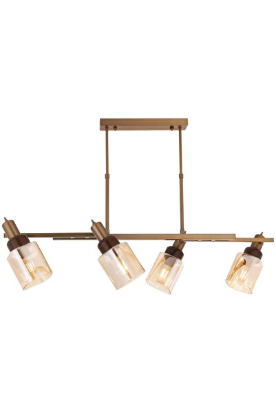 Avonni AV-60415-4Y-EX Eskitme Boyalı Modern Avize E27 Metal Ahşap Cam 100x35cm