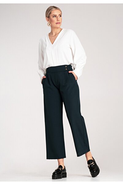 Figl Elegant women's 7/8 trousers - Women's suit trousers - Navy blue trousers M1132 size S/M