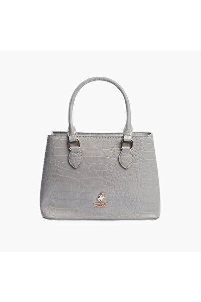 Beverly Hills Polo Club Textured Tote Bag with Detachable Chain Strap and Zip Closure