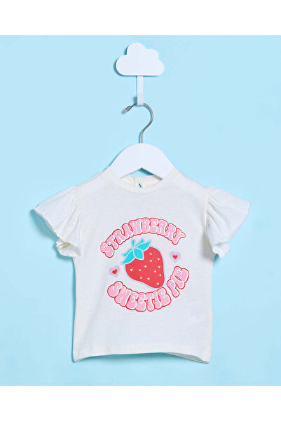 REDTAG تي شيرت كاجوال مطبوع أبيض للبنات الرضع