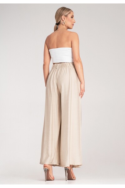 Figl High Waist Wide Leg Pants - Women's Summer Pants - Beige Pants M1158 r. Universal