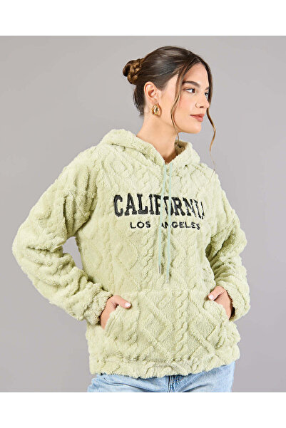 REDTAG Women Mint Hooded Sweatshirt