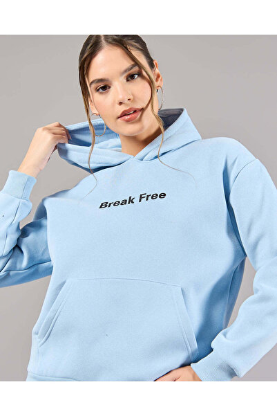 REDTAG Women Blue Printed Sweatshirt