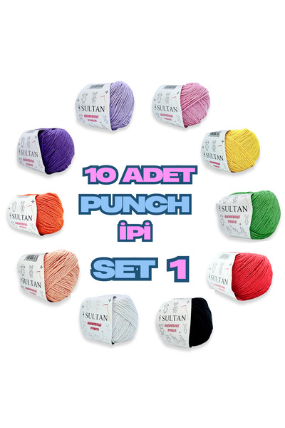 Sultan Amigurumi Punch Natural Cotton 10lu Panç ipi Seti 50gr x 10 Adet SET1