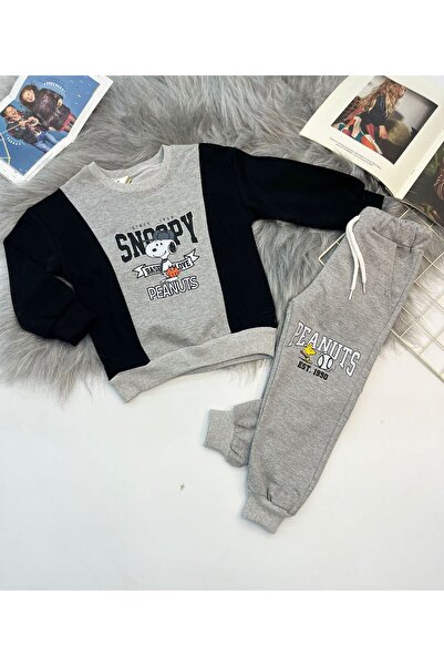 Mişsa Bebe Children's Tracksuit Printed Trend Cotton Set with 2-String Pockets