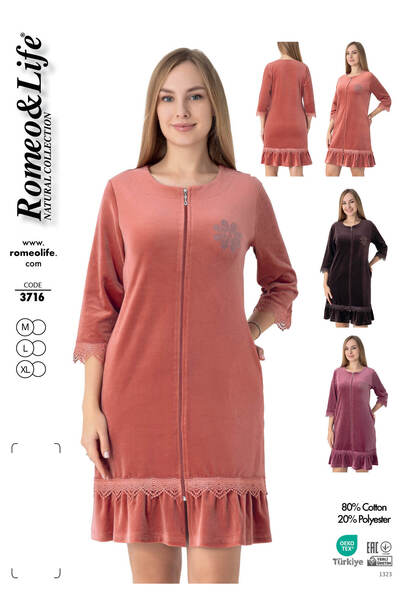 ROMEO LİFE Rochie de iarnă din catifea de bumbac pentru femei cu fermoar / că...