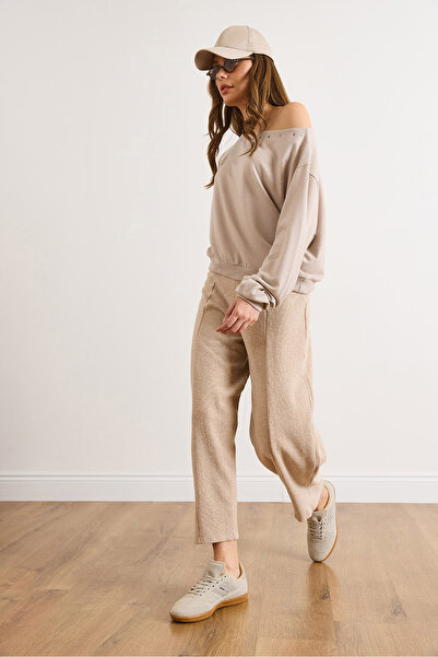 Olalook Women's Stone Stitching Detailed Balloon Thessaloniki Winter Trousers Pnt-19000384