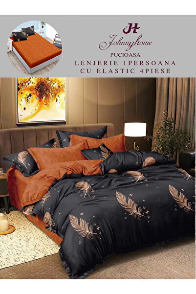 FIONNA.RO Finet Bed Linen with Elastic 1 Person - Brown Feathers