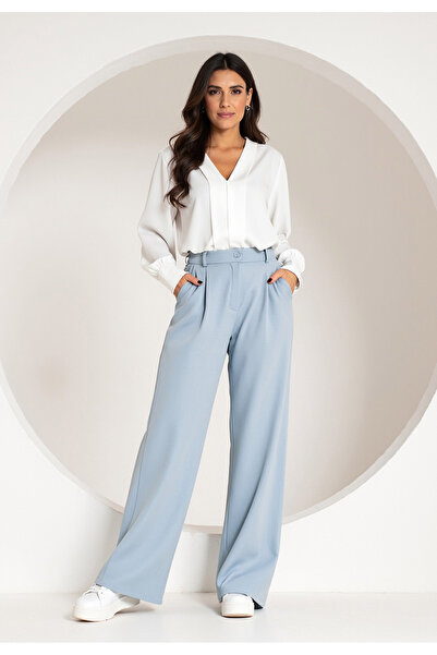 Figl Elegant High Waisted Pants - High Waisted Wide Leg Pants - Blue Pants M1129 L/XL