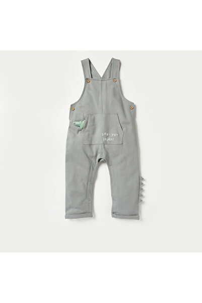 Juniors Crocodile Applique Dungaree and Striped T-shirt