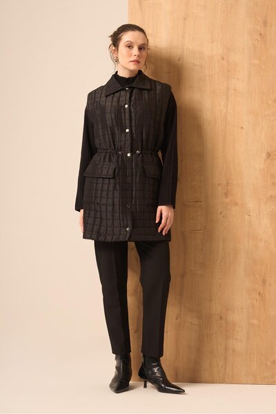 FTZ WOMEN Women's Shiny Quilted Vest Black 31256