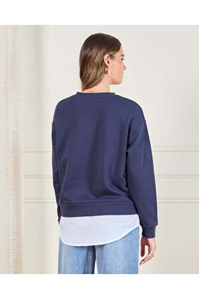 REDTAG Women Navy Twofer Sweatshirt
