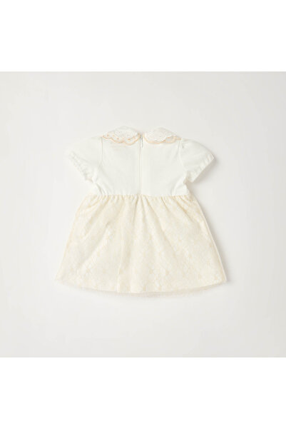 giggles Textured A-Line Dress with Short Sleeves