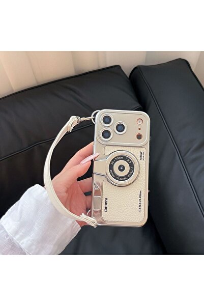 Generic Case compatible with iphone 17 Pro max back cover，Polaroid camera design with attached phone strap