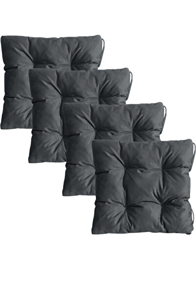 Mutfakta Moda Chair Cushion / Gray Colored Spring Series / Baby Face 4-Piece Chair Cushion