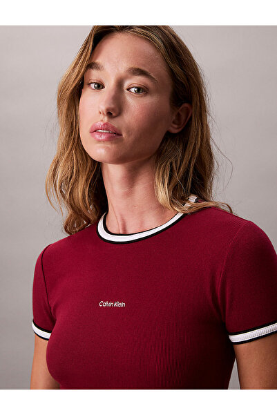 Calvin Klein Kadın Color Block Cotton Elbise