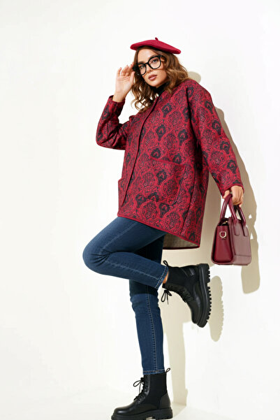 Kirazgym Retro Pattern Snap Fastener Quilted Cap Jacket