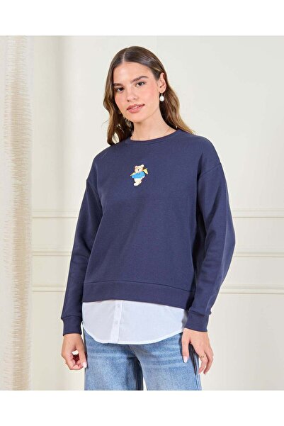 REDTAG Women Navy Twofer Sweatshirt