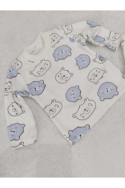 Store Blue Cute Teddy Bear Pajama Set Nightgown Newborn