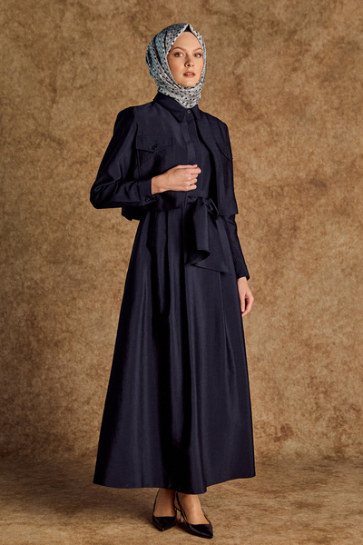 Setrms Ceketli Pilikaşe Detaylı Kuşaklı Elbise