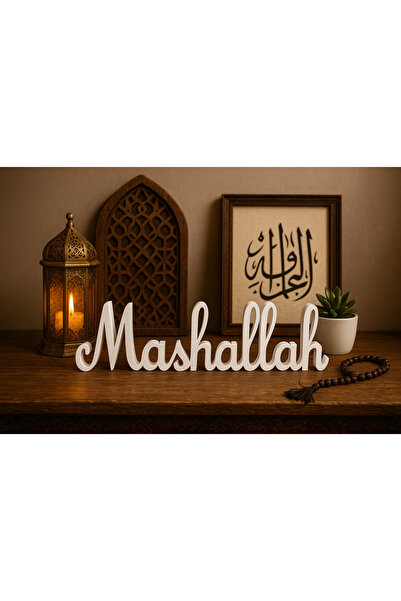 K&B ATÖLYE MAŞALLAH Yazılı Dekoratif Masa Üstü Süs – Modern 3D Tasarım, İslam...