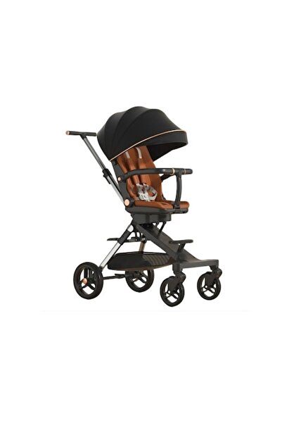 FONIX Comando Kids Multifunction Baby Stroller with Tray & Cup Holder, Rotating Seat - Black/Gold