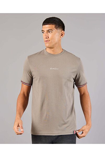 REDTAG Men Taupe Embellished T-Shirt