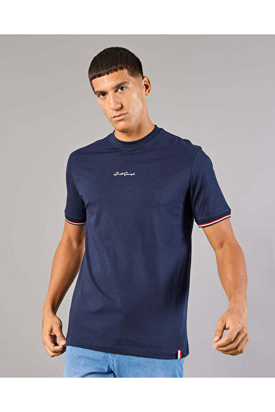 REDTAG Men Navy Embellished T-Shirt