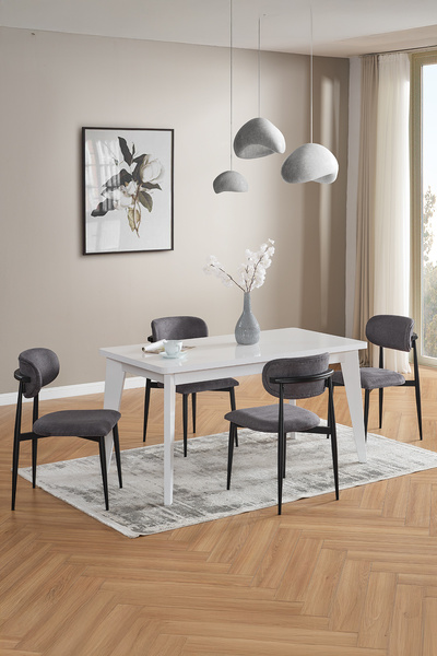 Evdemo Polo 4 Kişilik Mutfak Yemek Masası Takımı Antrasit