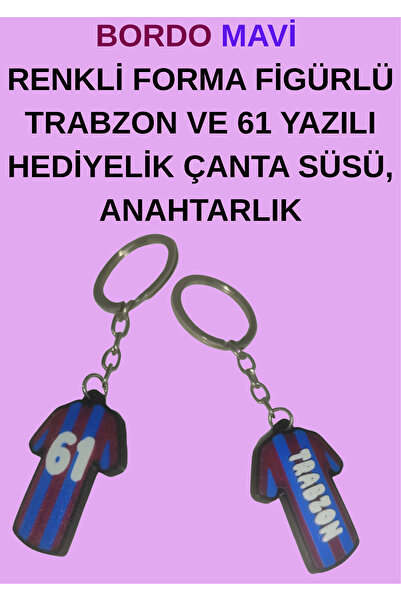 onyyapim Bordo Blue Colored Jersey Figure with Trabzon and 61 Written on It, Gift Bag Ornament, Keychain