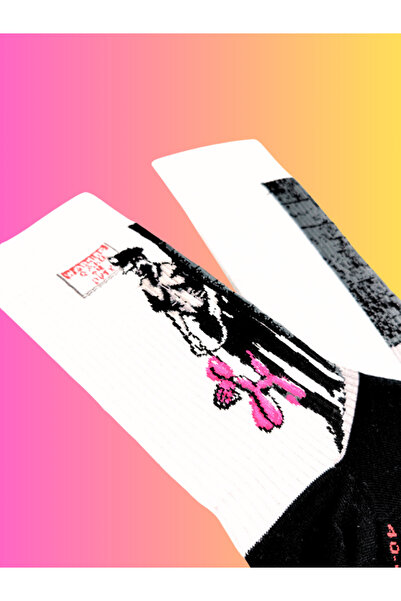 Shuttle Park Special Series Happy Colorful Patterned Banksy Graffiti Socks Fun Comfortable Stylish Design Style Socks