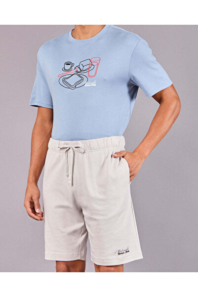 REDTAG Men Blue And White Printed Pyjama Set (2 Piece)