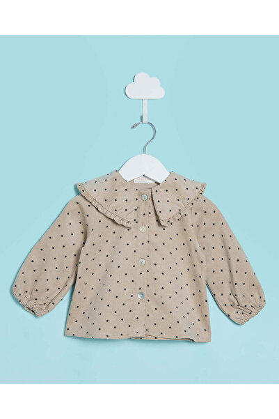 REDTAG Infant Girls Brown Dotted Blouse