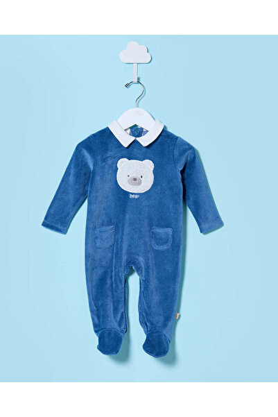 REDTAG بدلة نوم مخملية مطرزة باللون الأزرق الفاتح