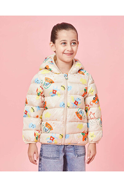 REDTAG Girls Yellow Printed Puffer Jacket