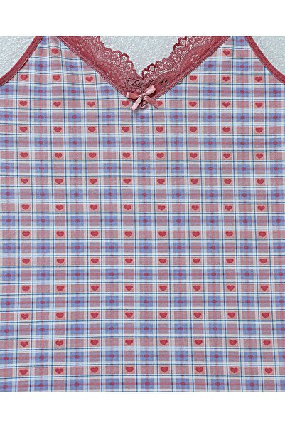 Modamorfo Heart Patterned Strappy Lace Tank Top -Lilac