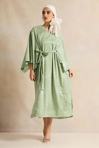 REDTAG Women Mint Belted Jacquard Dress