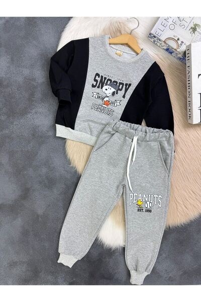 Mişsa Bebe Children's Tracksuit Printed Trend Cotton Set with 2-String Pockets