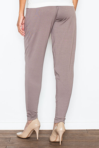 Figl Women's viscose trousers - women's trousers with brown waist ties M280 size M