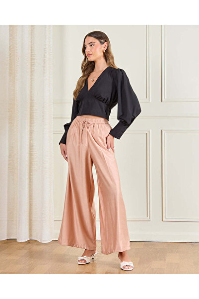 REDTAG Women Peach Relaxed Wide Leg Coord Trouser