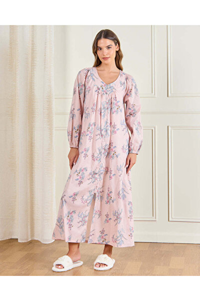 REDTAG قميص نوم نسائي وردي مطبوع برقبة على شكل حرف V