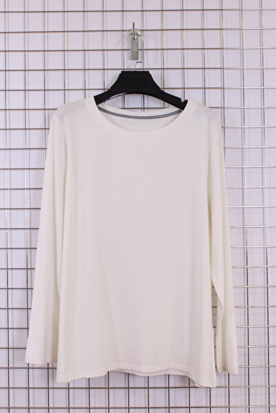 YXL COLLECTION Women's Plus Size Crew Neck Long Sleeve Comfortable Fit Basic Mother Combed Cotton Blouse