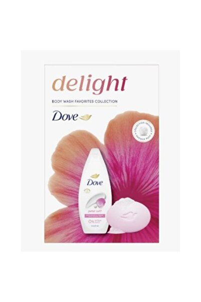 Dove Set Cadou Gel de dus Petal soft 250ml & Sapun Bar Pink 90g & Shower Puff