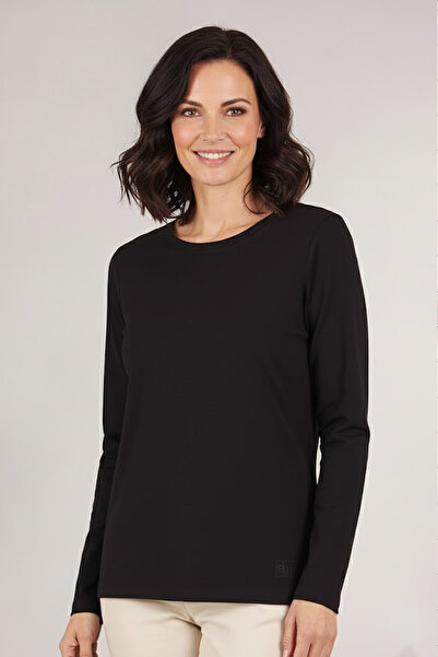 YXL COLLECTION Women's Plus Size Crew Neck Long Sleeve Modal Basic Mother Combed Cotton Blouse