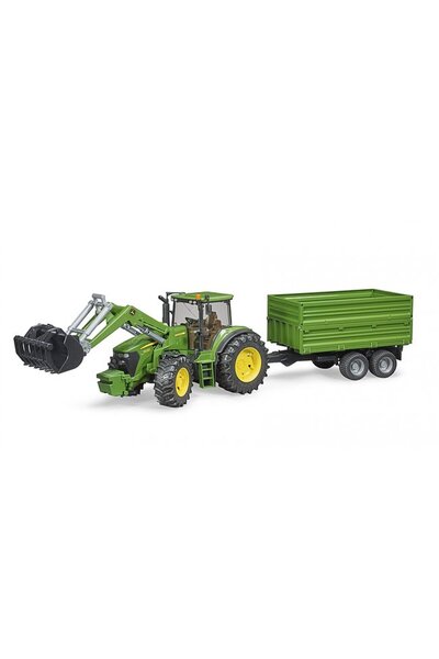 Bruder Masinuta Tractor John Deere 7930 cu remorca si incarcator frontal