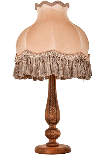Avonni ML-9149-1E Ceviz Boyalı Masa Lambası E27 Ahşap Kumaş 35cm