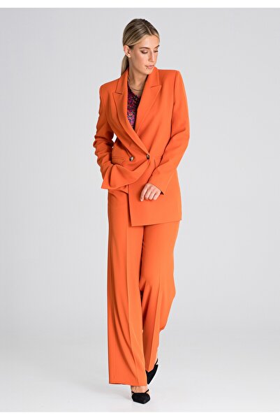 Figl Women's high-waisted orange office trousers M949, size M